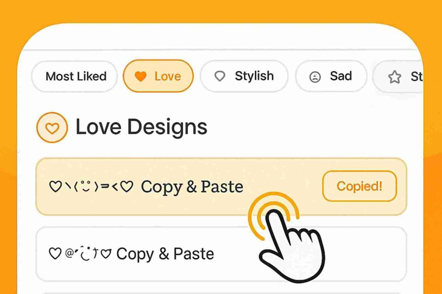 Stylish Name Maker Step 3 User copy Stylish Name and it's ready to Paste